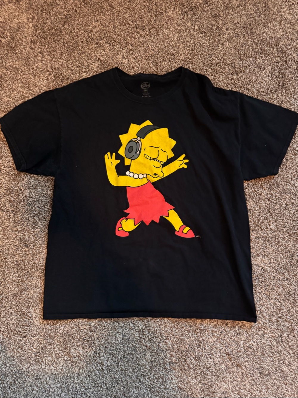 The Simpsons Lisa Black T-Shirt Earphones Dancing Size XL Matt Groening